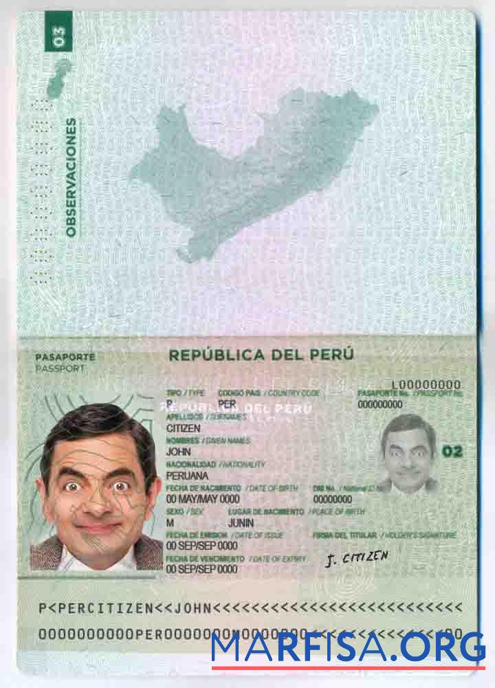 Downloadable Peru passport sample